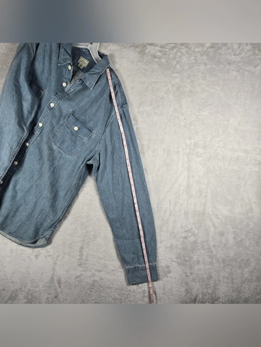 J Crew Denim Work Shirt Mens Size XL Blue Midweight Button Up Casual BT744